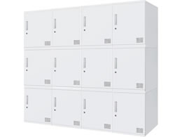 Netforce �L���[�{�C�h ���b�J�[ 12�l�p 4��3�i �V�����_�[�� ����450mm �X�`�[�� �z���C�g�~�z���C�g CUB3545S12-WHWH