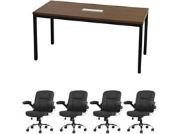 Netforce ��c�e�[�u��1��+�G�O�[�N�e�B�u�`�F�A4�r�Z�b�g 4�l�p��c�Z�b�g W1500 �E�H�[���i�b�g�~�`�F�A�u���b�N GLM1575HS10BWBK