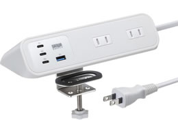 �T�����T�v���C �N�����v�Œ莮�^�b�v AC4��+USB-C�~3+USB-A�~1�EPD65W �z���C�g TAP-B114UC-2W