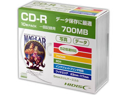 HIDISC CD-R �f�[�^�p 700MB 52�{���Ή� 10�� 5mmSlim�P�[�X���� HDCR80GP10SC