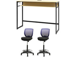 Netforce �n�C�f�X�N1��+�n�C�`�F�A2�r �Z�b�g ��1500mm �Œ�r �L���X�^�[�r �f�X�N�`�F�A BK�~NA �`�F�A NV HD1545CRHFLBNNV