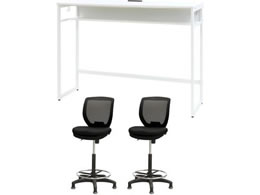 Netforce �n�C�f�X�N1��+�n�C�`�F�A2�r �Z�b�g ��1500mm �Œ�r �L���X�^�[�r �f�X�N�`�F�A WH�~WH �`�F�A BK HD1545CRHFLWWBK
