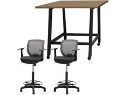 Netforce �n�C�e�[�u��1��+�n�C�`�F�A2�r �Z�b�g �I�t�� ��1200mm �Œ�r �L���X�^�[�r �e�[�u���`�F�A BK�~WN �`�F�A GY WHT12HCRHTFKWGY