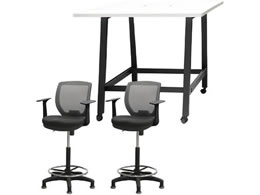 Netforce �n�C�e�[�u��1��+�n�C�`�F�A2�r �Z�b�g �I�t�� ��1200mm �Œ�r �L���X�^�[�r �e�[�u���`�F�A BK�~WH �`�F�A GY WHT12HCRHTFBWGY