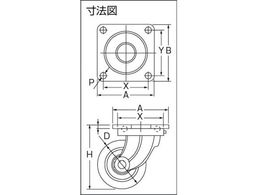 ヨドノ 鋳物重量用キャスター 許容荷重1107.4 取付穴径15mm MUHA