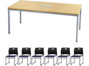 Netforce/��c�Z�b�g 6�l�p �O�[���[ ��c�e�[�u�� ��1800mm �V���o�[�~�i�`������ ���b�v �`�F�A �u���b�N�~�l�C�r�[