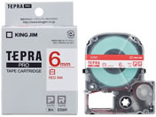 G)キングジム/テプラPRO用テープ 6mm 白/赤文字/SS6R