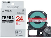 G)キングジム/テプラPRO用テープ 24mm 白/赤文字/SS24R