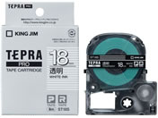 キングジム テプラPRO用テープ 18mm 透明 白文字 ST18S
