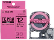 G)キングジム/「テプラ」PROテープ(蛍光色) ピンク/黒文字/SK12P