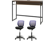 Netforce/�n�C�f�X�N1��+�n�C�`�F�A2�r �Z�b�g ��1500mm �Œ�r �L���X�^�[�r �f�X�N�`�F�A BK�~WN �`�F�A NV/HD154-CRHFLBWNV
