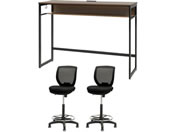 Netforce/�n�C�f�X�N1��+�n�C�`�F�A2�r �Z�b�g ��1500mm �Œ�r �L���X�^�[�r �f�X�N�`�F�A BK�~WN �`�F�A BK/HD1545CRHFLBWBK