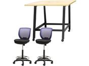 Netforce/�n�C�e�[�u��1��+�n�C�`�F�A2�r �Z�b�g ��1200mm �L���X�^�[�r �e�[�u���`�F�A BK�~NA �`�F�A NV/WHT12HCRH12BNNV