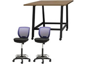 Netforce/�n�C�e�[�u��1��+�n�C�`�F�A2�r �Z�b�g ��1200mm �L���X�^�[�r �e�[�u���`�F�A BK�~WN �`�F�A NV/WHT12HCRH12KWNV