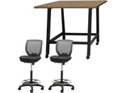 Netforce/�n�C�e�[�u��1��+�n�C�`�F�A2�r �Z�b�g ��1200mm �L���X�^�[�r �e�[�u���`�F�A BK�~WN �`�F�A GY/WHT12HCRH12KWGY
