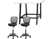Netforce/�n�C�e�[�u��1��+�n�C�`�F�A2�r �Z�b�g ��1200mm �L���X�^�[�r �e�[�u���`�F�A BK�~WH �`�F�A GY/WHT12HCRH12BWGY