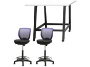 Netforce/�n�C�e�[�u��1��+�n�C�`�F�A2�r �Z�b�g ��1200mm �Œ�r �L���X�^�[�r �e�[�u���`�F�A BK�~WH �`�F�A NV/WHT12HCRHFLBWNV