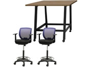 Netforce/�n�C�e�[�u��1��+�n�C�`�F�A2�r �Z�b�g �I�t�� ��1200mm �L���X�^�[�r �e�[�u���`�F�A BK�~WN �`�F�A NV/WHT12HCRHTAKWNV