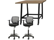 Netforce/�n�C�e�[�u��1��+�n�C�`�F�A2�r �Z�b�g �I�t�� ��1200mm �L���X�^�[�r �e�[�u���`�F�A BK�~WN �`�F�A GY/WHT12HCRHTAKWGY