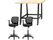 Netforce/�n�C�e�[�u��1��+�n�C�`�F�A2�r �Z�b�g �I�t�� ��1200mm �Œ�r �L���X�^�[�r �e�[�u���`�F�A BK�~NA �`�F�A BK/WHT12HCRHTFBNBK