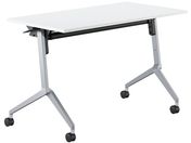 G)コクヨ/フラップテーブル リーフライン 棚付 ホワイト 脚銀 W1200×D600