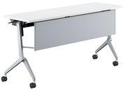 G)コクヨ/テーブル リーフライン 棚幕板付 ホワイト脚銀 W1500*D450