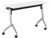 G)コクヨ/フラップテーブル リーフライン 棚付 ホワイト 脚銀 W1200*D450