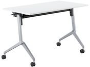 G)コクヨ/フラップテーブル リーフライン 棚付 ホワイト 脚銀 W1200×D600