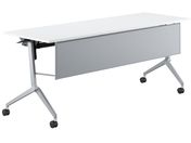 G)コクヨ/テーブル リーフライン 棚幕板付 ホワイト脚銀 W1800*D600