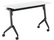 G)コクヨ/フラップテーブル リーフライン 棚付 ホワイト 脚黒 W1200*D450
