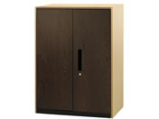 Netforce/イーセンブリー 書庫 3段 シリンダー ダークブラウン/ナチュラル