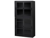 Netforce/イーセンブリー 書庫 2台セット 2段3段 シリンダー ブラック