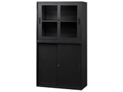 Netforce/イーセンブリー 書庫 2台セット 2段3段 シリンダー ブラック