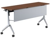 G)コクヨ/テーブル リーフライン 棚幕板付 ウォルナット脚銀 1500*450