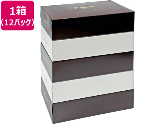 Forestway ティッシュペーパー ホワイト×ブラウン200組 5個×12パック