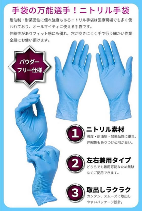 中央物産 使い切りニトリル手袋 ブルー M 100枚 387020が1,423円