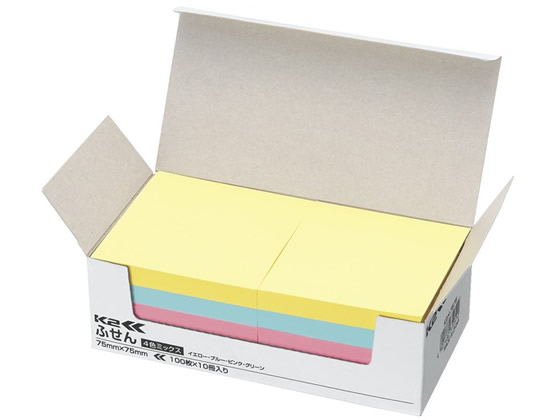 コクヨ ふせん〈K2〉75×75mm 4色ミックス 10冊 K2メ-7575