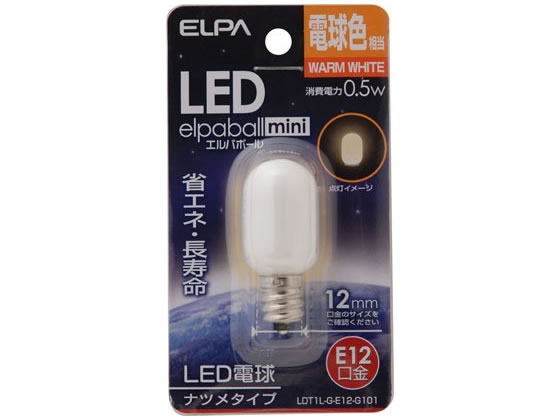 朝日電器 LEDナツメ形 E12口金 電球色 LDT1L-G-E12-G101