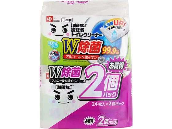 レック 激落ち 流せる除菌トイレクリーナー 24枚入2個パック