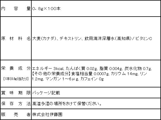 伊藤園 さらさら健康ミネラルむぎ茶 スティック100本 19687が1,904円【ココデカウ】