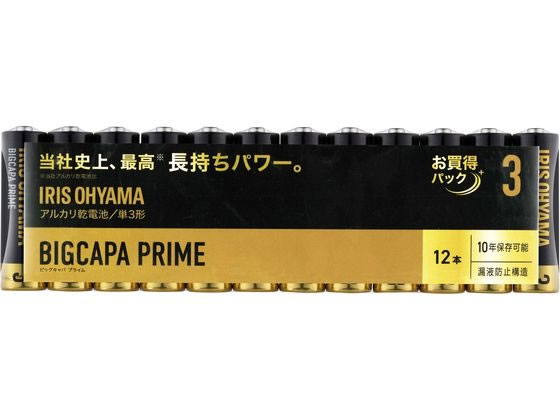 アイリスオーヤマ BIGCAPA PRIME 大容量アルカリ乾電池 単3形12本