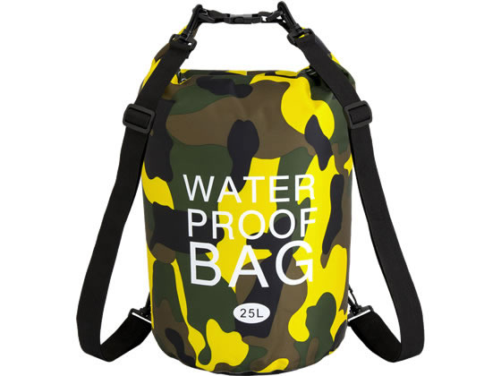 アイエス 防水カモフラージュバッグ 黄25L ベルト有 WPB-25L-YL