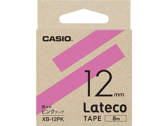 カシオ ラテコ 詰め替え用テープ 12mm ピンク 黒文字 XB-12PK
