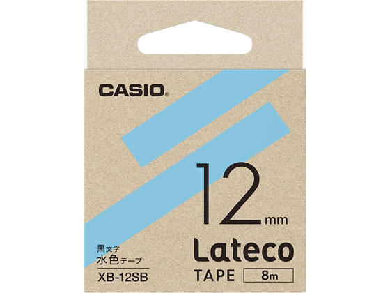 カシオ ラテコ 詰め替え用テープ 12mm 水色 黒文字 XB-12SB