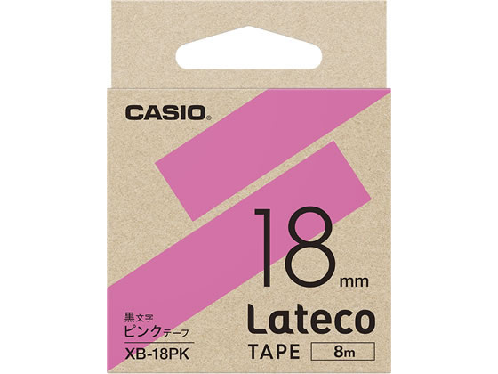 カシオ ラテコ 詰め替え用テープ 18mm ピンク 黒文字 XB-18PK