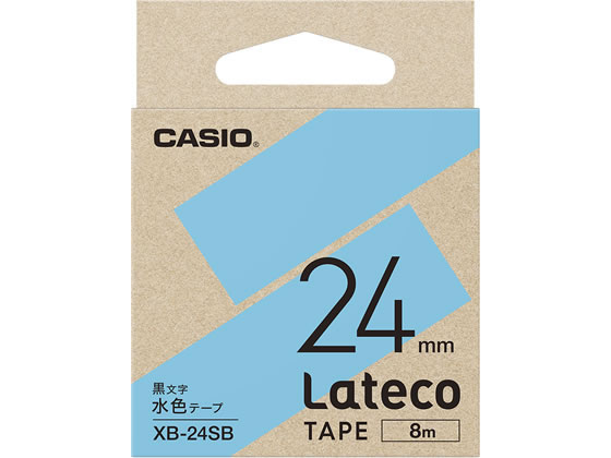 カシオ ラテコ 詰め替え用テープ 24mm 水色 黒文字 XB-24SB