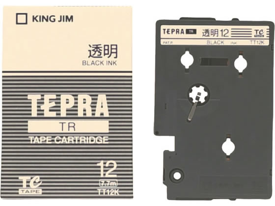キングジム TR用テープ 12mm 透明光沢 黒文字 TT12K
