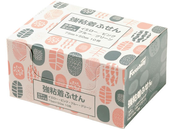 Forestway 強粘着ふせん 75×50 4色ミックス 10冊