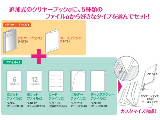 コクヨ クリアーブックα〈ノビータα〉追加式A4 24ポケット ライト