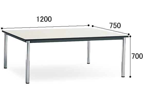 コクヨ 会議テーブル ステンレス丸脚 棚無W1200×D750ナチュラルグレー 